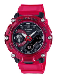 Casio G-Shock Analog + Digital Watch for Men with Resin Band, Water Resistant and Chronograph, GA-2200SKL-4ADR, Red-Black