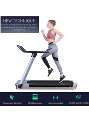Sky Land Fitness Mini-Pro Folding Treadmill with 4.0Hp Motor Peak Super Shock-Absorbing, Built-In Bluetooth Speaker, Large Tft Display with Wifi Connect App Zwift, EM-1286, Grey/Black