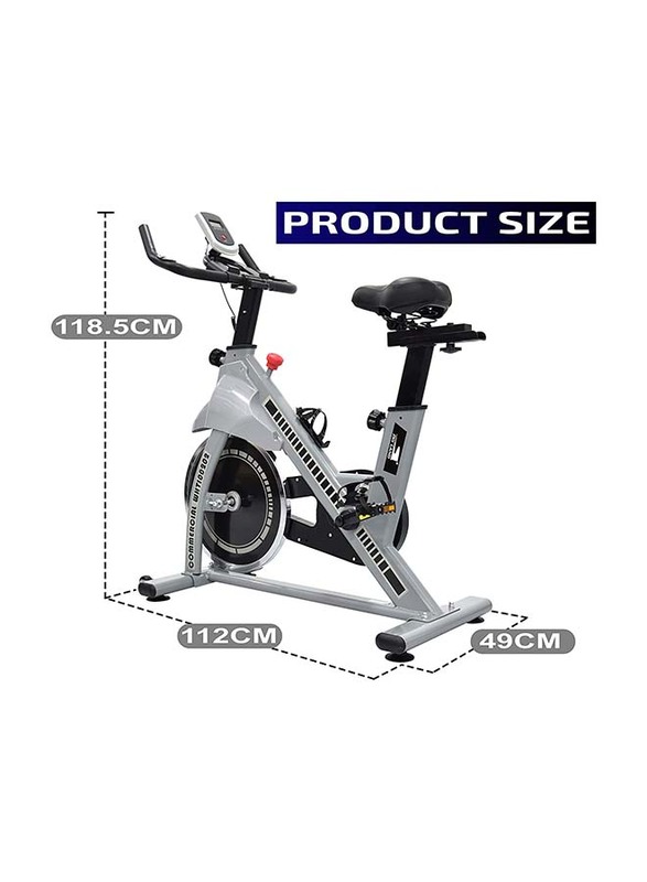 Sky Land Fitness Exercise Spin Bike with Height Adjustable and Water Bottle Holder for Home Cardio And Strength Training Workouts, EM-1560-W, Grey/Black