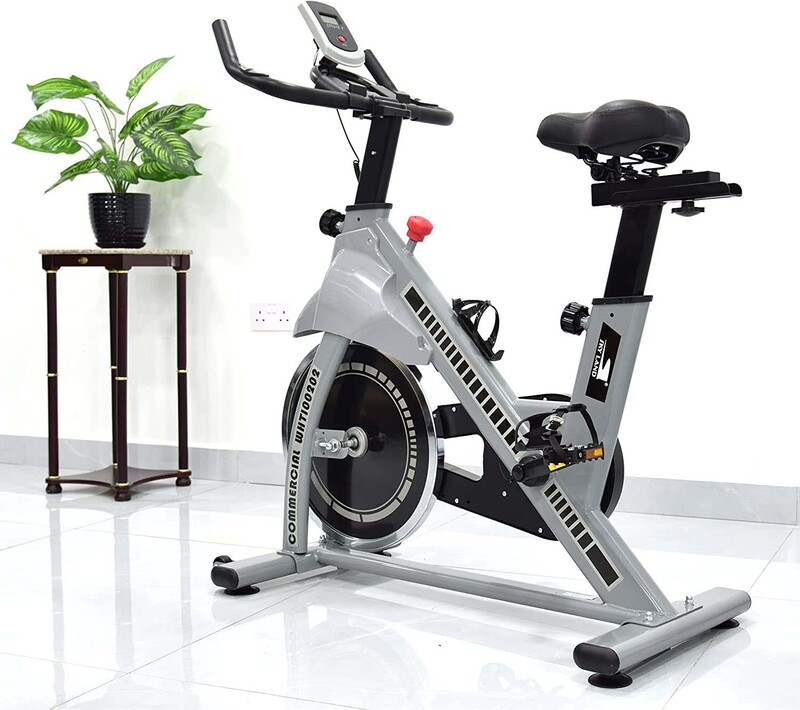 Sky Land Fitness Exercise Spin Bike with Height Adjustable and Water Bottle Holder for Home Cardio And Strength Training Workouts, EM-1560-W, Grey/Black