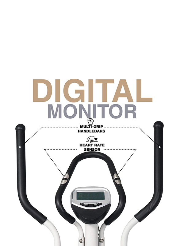 Sky Land Fitness Magnetic Elliptical Exercise Bike with Digital Monitor & Resistance Control, EM-1202, Black/White/Grey