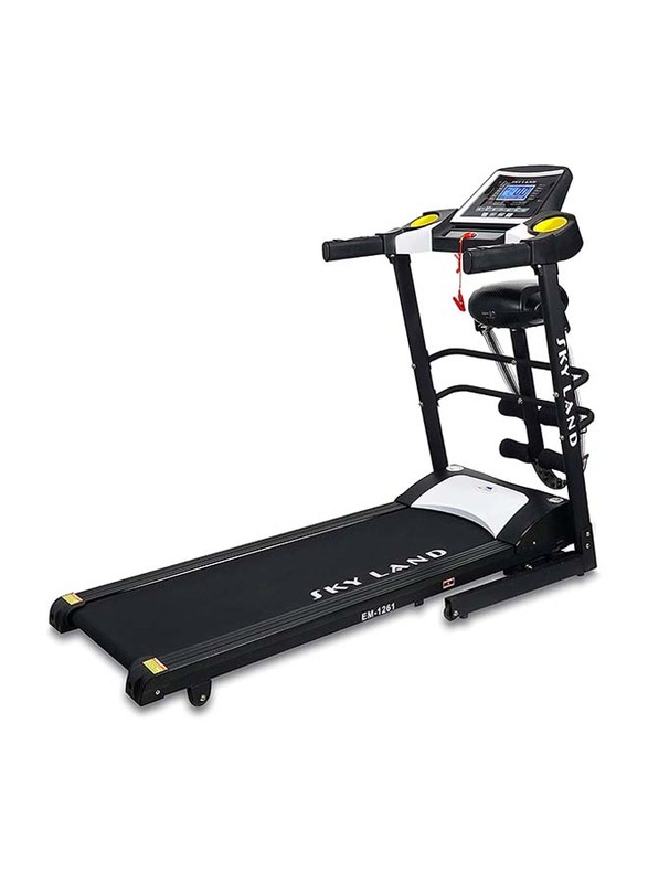 Sky Land 4Hp Peak Foldable Treadmill with Massager Powerful Cardio, Automatic Incline Up to 12%, EM-1261, Black
