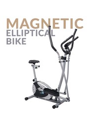 Sky Land Fitness Magnetic Elliptical Exercise Bike with Digital Monitor, Adjustable Seat & Adjustable Resistance, EM-1532, Grey/Black