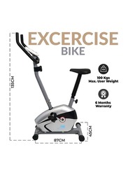 Sky Land Fitness Indoor Cycling Magnetic Exercise Bike with Digital Monitor & Resistance Control, EM-1527, Silver/Black