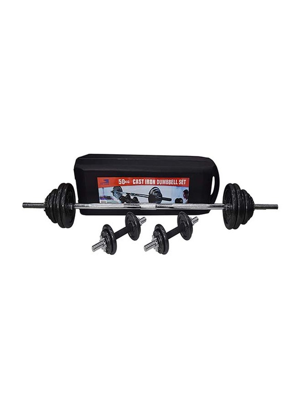 Sky Land Unisex Adult Dumbbell Set, 50KG, EM-9221, Black/Silver