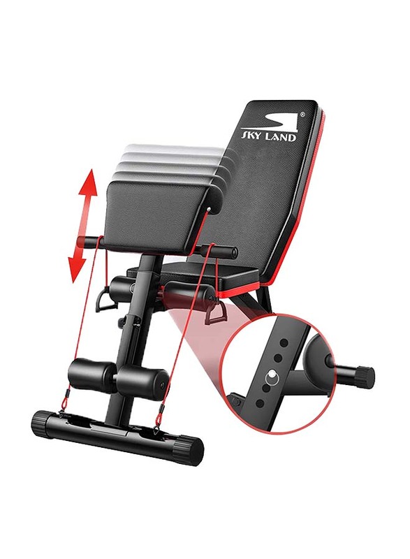 Sky Land Multi Function and Adjustable Weight Bench with An Extreme Elastic Rope for Home Gym Workout, EM-1857, Black