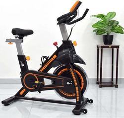 Sky Land Fitness Exercise Spin Bike with Height Adjustable for Home Cardio and Strength Training Workouts, EM-1560-O, Orange/Black