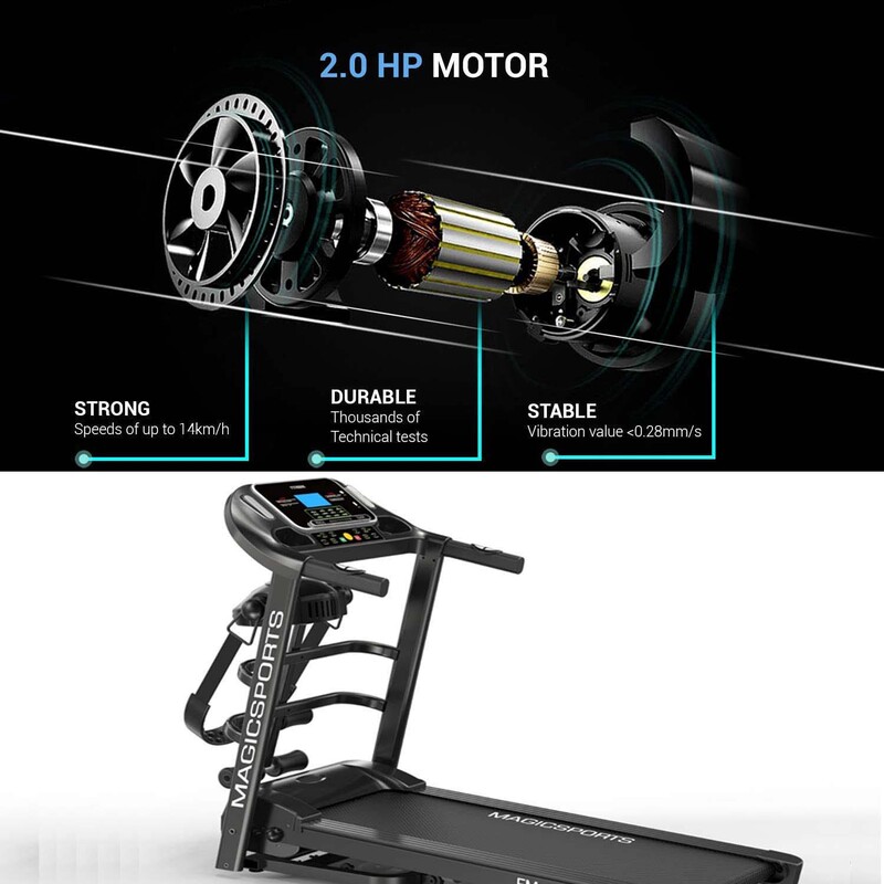 Sky Land Magic Treadmill with Massager Powerful Motor 4HP Peak, EM-1279, Black