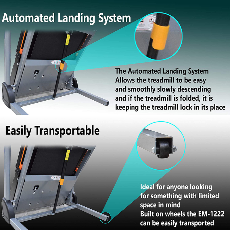 Sky Land Foldable Treadmill with Powerful 4Hp Peak Motor & Built-In Speaker, EM-1222, Black