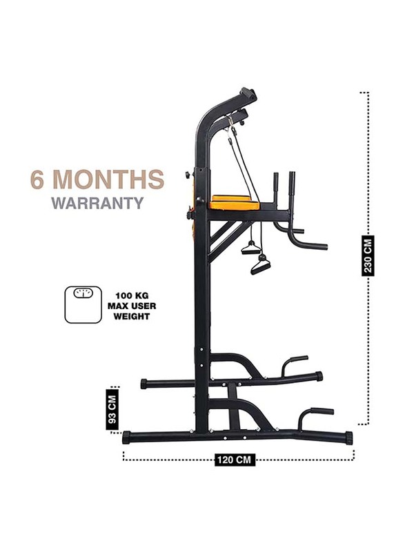 Sky Land Pro Home Workout Steel Power Multifunction Adjustable Height Dip Stand for Pull & Push Ups, Up to 130 Kgs, EM-1841, Black