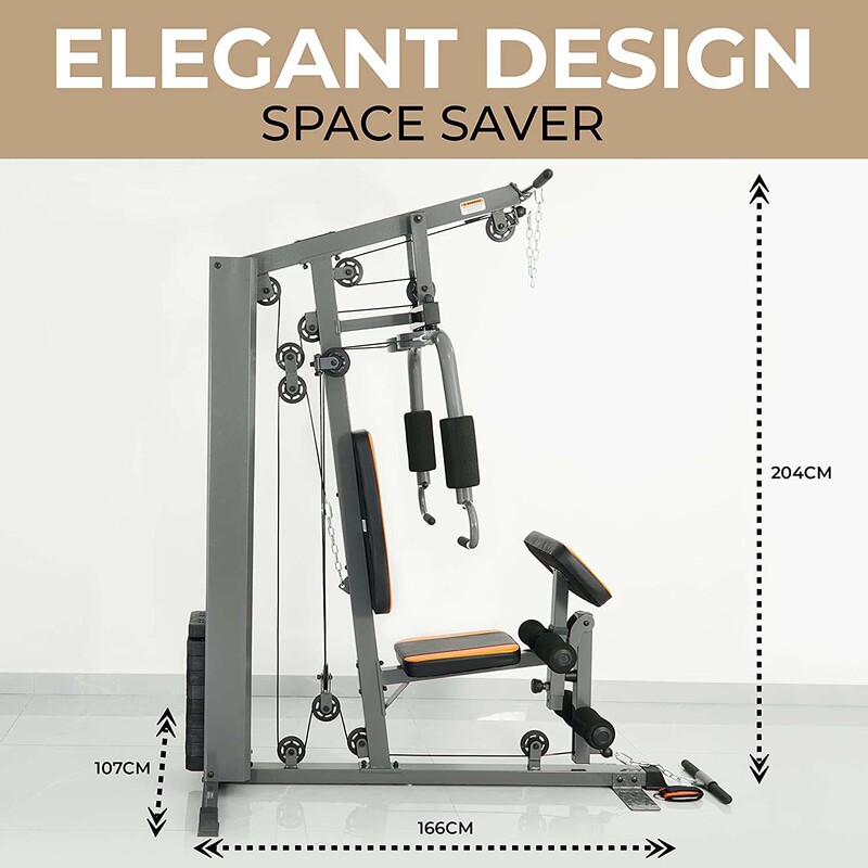 Sky Land Fitness One Gym Station Home Gym with 10 Weight Stacks & Heavy Duty Steel Frame, GM-1825, Black