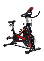 Sky Land Fitness Indoor Cycling Spin Exercise Bike with Adjustable Seat & Handle, EM-1561, Black/Red
