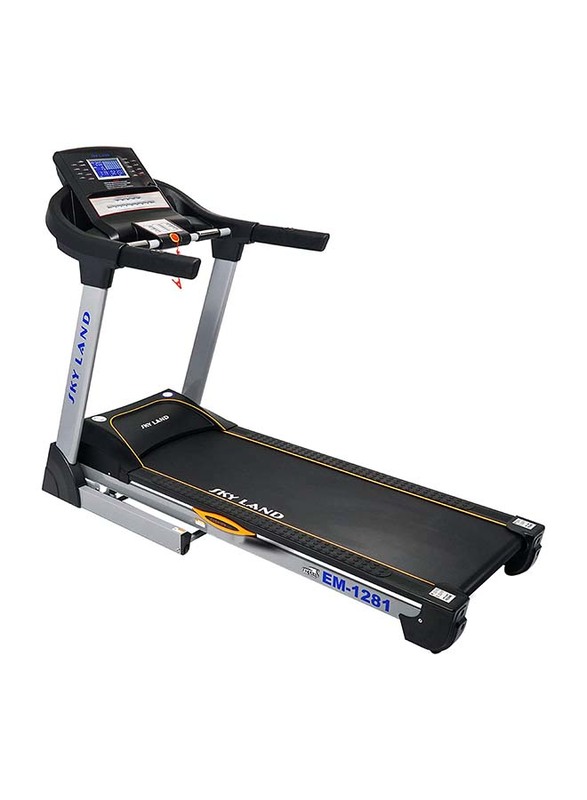 Sky Land Foldable Powerful Ac Motor 4.5 Hp Peak Light Commercial Treadmill with Built In Speaker, Automatic Incline 15% & Hydraulic Soft Drop System, EM-1281, Black/Grey