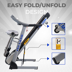 Sky Land Powerful 5 HP Peak Motorized Foldable & Automatic Incline Treadmill with Massager Belt, EM-1244, Grey/Black
