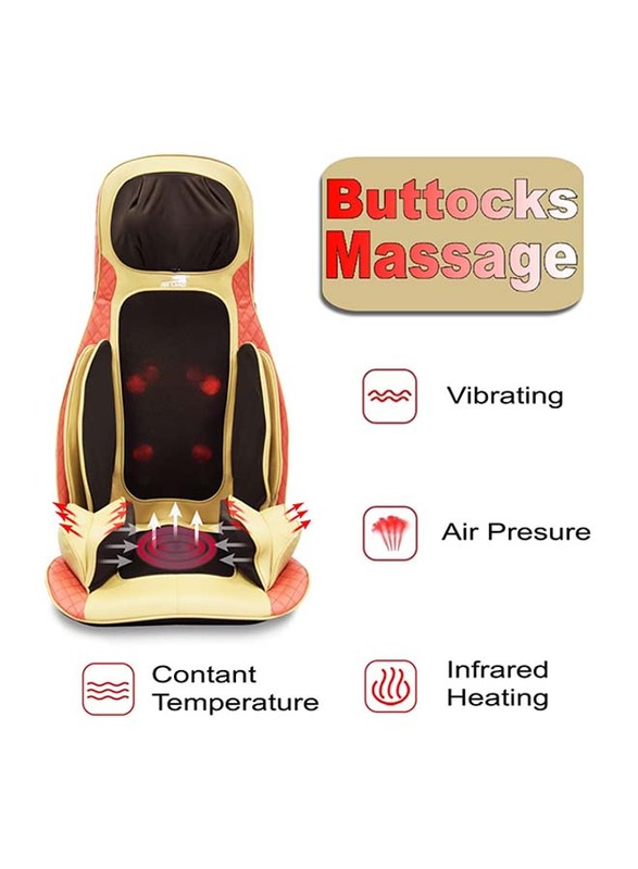 Sky Land Neck and Back Massager with Heat-Kneading Massage Chair, EM-5225, Beige/Black