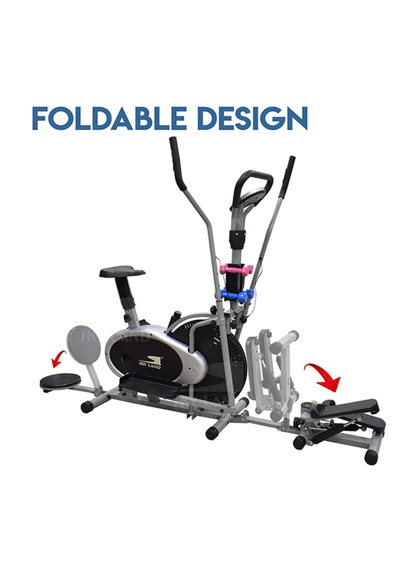 Sky Land 5-in-1 Orbitrek Elliptical Bike with Stepper, Twister & Dumbbell, EM-1133, Black/Grey