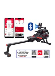 Sky Land Smooth & Quiet Water Rowing Machine with Bluetooth App, Equip with Gadget Support, Soft Seat & LCD Digital Monitor, GM-8143, Black/Red