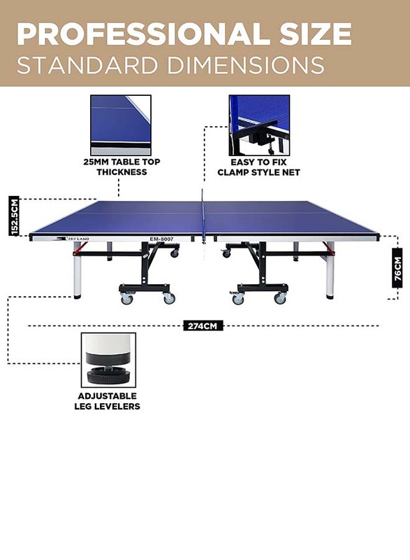 Sky Land Professional Movable Ping Pong Folding TT Table, EM-8007, Blue