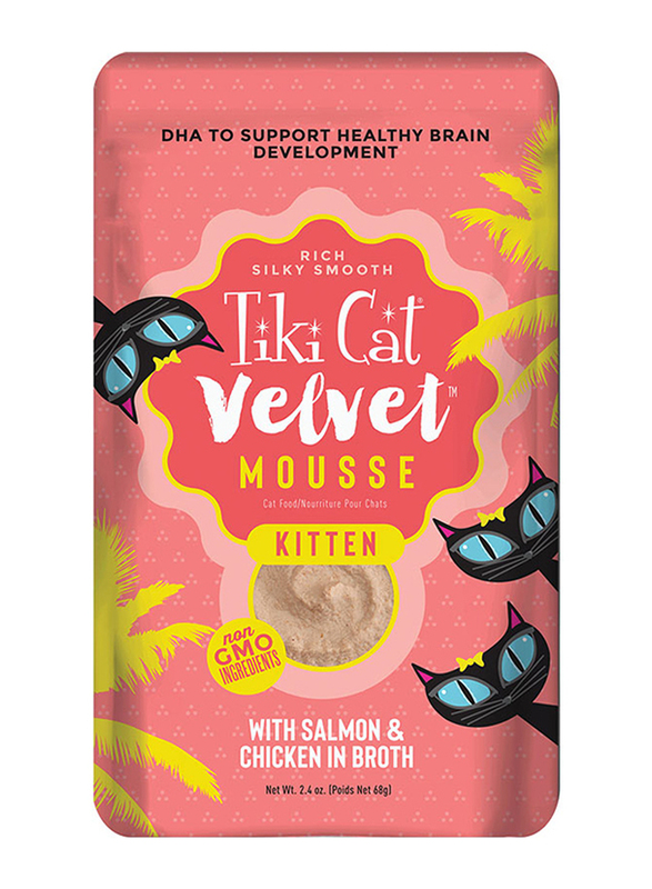 

Tiki Cat Velvet Mousse Salmon Pouch Wet Kitten Food, 68g