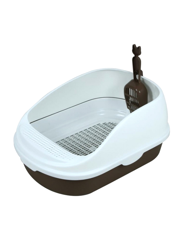 

Pets Club Opened Cat Litter Box with Protection & Urinal Bed Pan, Large, Brown