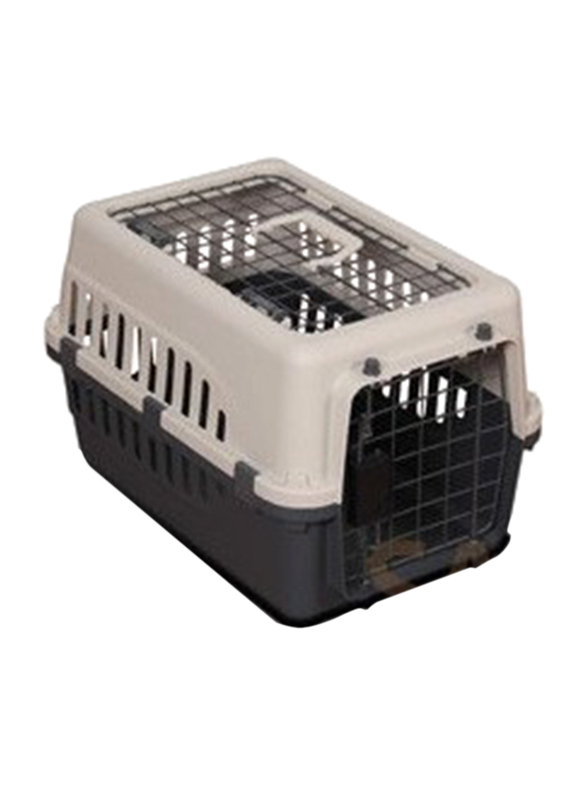 

Petmode Pet Carrier Plastic Double Door, Medium, Grey/Brown