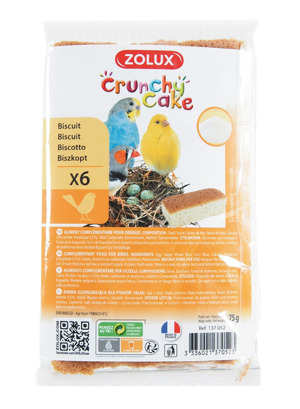 

Zolux Crunchy Cake Growth Biscuit Dry Bird Food, 6 Pieces