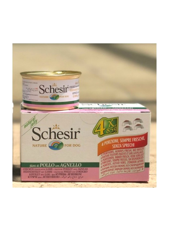 

Schesir Chicken Fillets With Lamb Dog Wet Food Can, 4 x 85g
