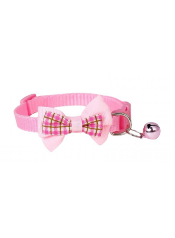 

Pets Club Adjustable Cat Collar with Bell & Tie Knot, Large, Pink