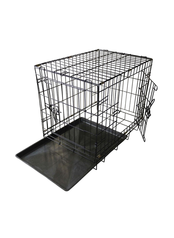 

Pets Club Double Door Dog Crate, 76cm, Large, Black