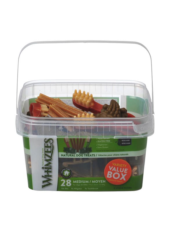 

Whimzees Variety Value Box Dry Dog Treat, Medium, 28 Pieces