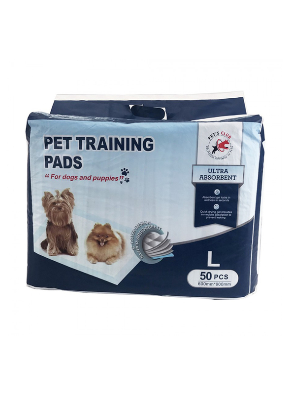 

Pets Club Ultra Absorbent Dog Training Pad, 60 x 90cm, 50 Pieces, Large, White