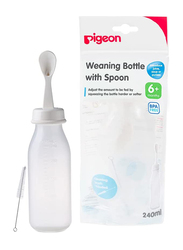 Pigeon Weaning Bottle with Spoon, 240ml, White