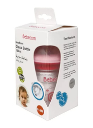 Bebecom Newborn Wide Neck Glass Bottle, 120ml, Assorted
