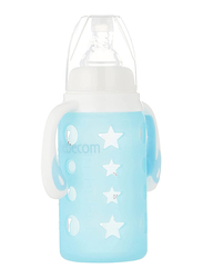 Bebecom Standard Neck Glass Bottle with Silicon Protector, 120ml, Assorted