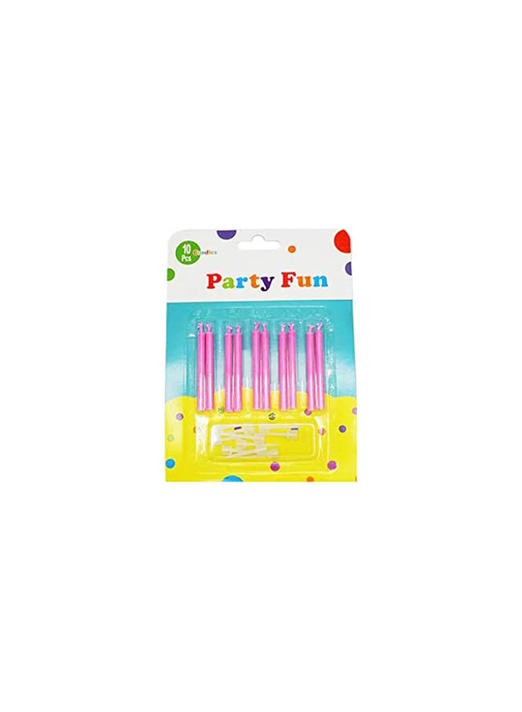 

Party Fun Birthday Candles with Holders, 10 Pieces, Pink