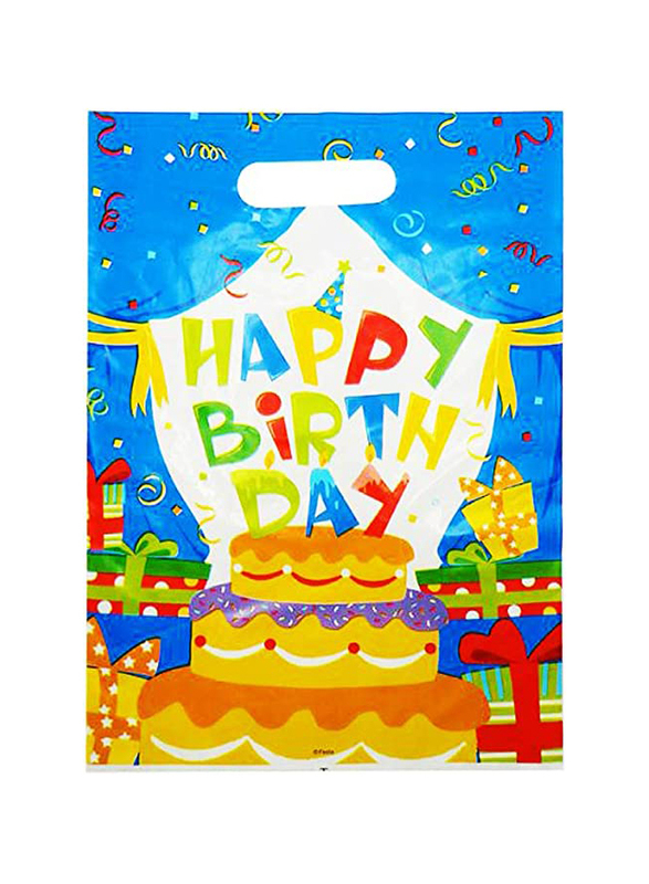 

Party Fun Happy Birthday PE Loot Gift Bags, 8 x 12 inch, 10 Pieces, Multicolour
