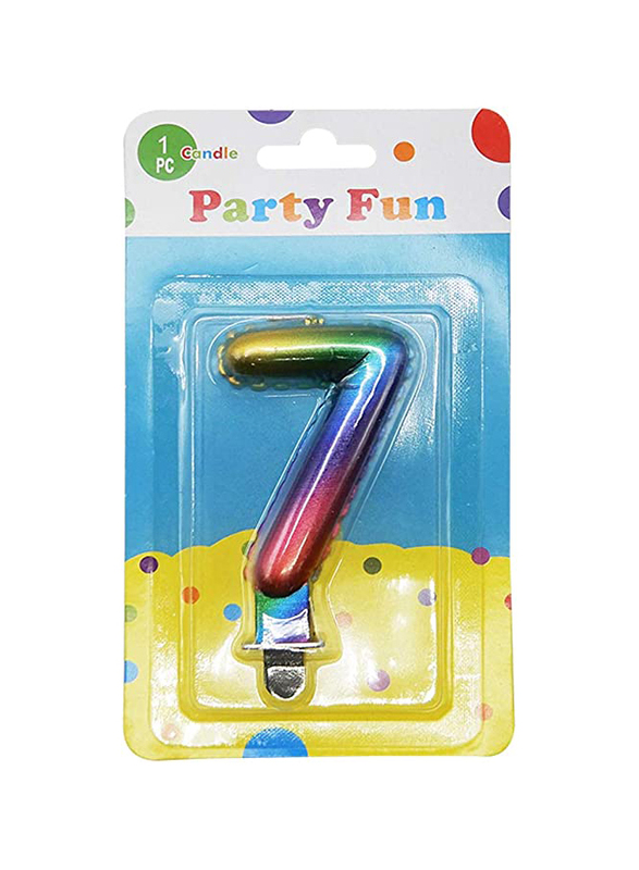 

Party Fun Number 7 Rainbow Metallic Birthday Candle, 3 inch, Multicolour