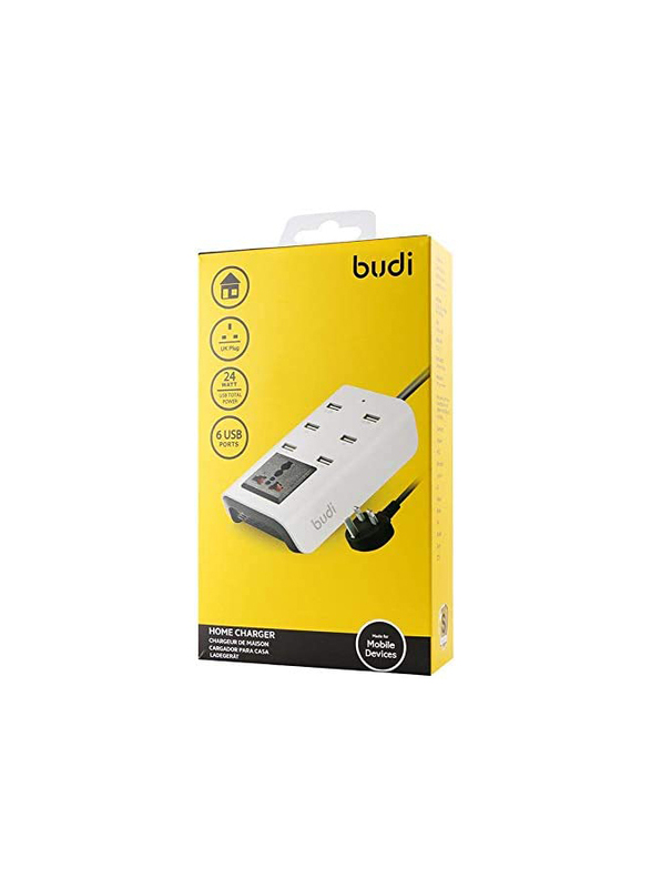 

Budi 5A USB Port UK Wall Charger, M8J302, White