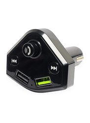 Smile Bird Car Charger with Wireless FM Radio Transmission, Black