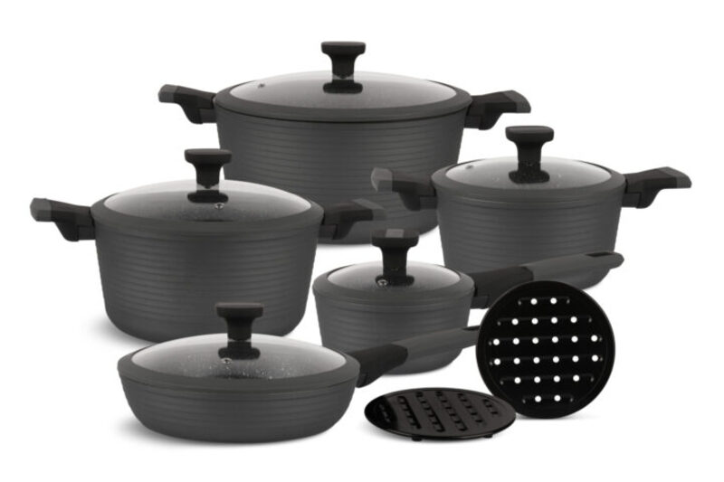 

Edenberg 12-Piece Forged Aluminum Cookware Set, EB-5641, Grey