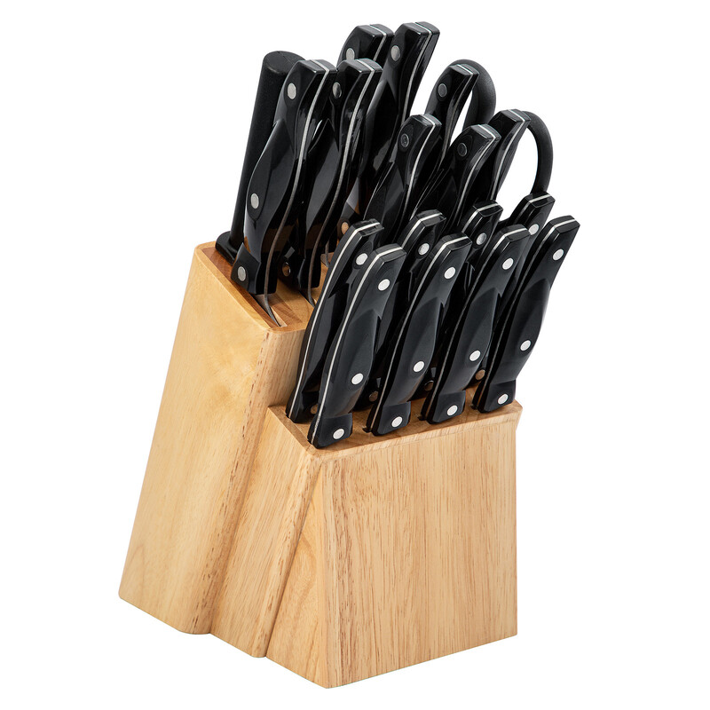 

Generic 19-Piece Knife Set with Knife Sharpener & Scisso, KK-1020, Brown/Black/Silver