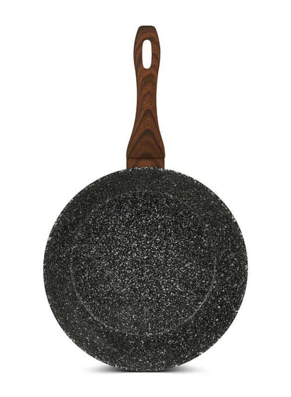 Edenberg 28cm Non-Stick Round Wok with Glass Lid, Black