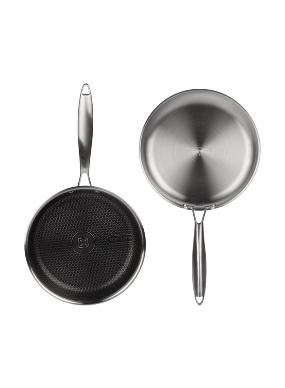 Edenberg 24cm Non-Stick Stainless Steel Round Frying Pan, Silver/Black