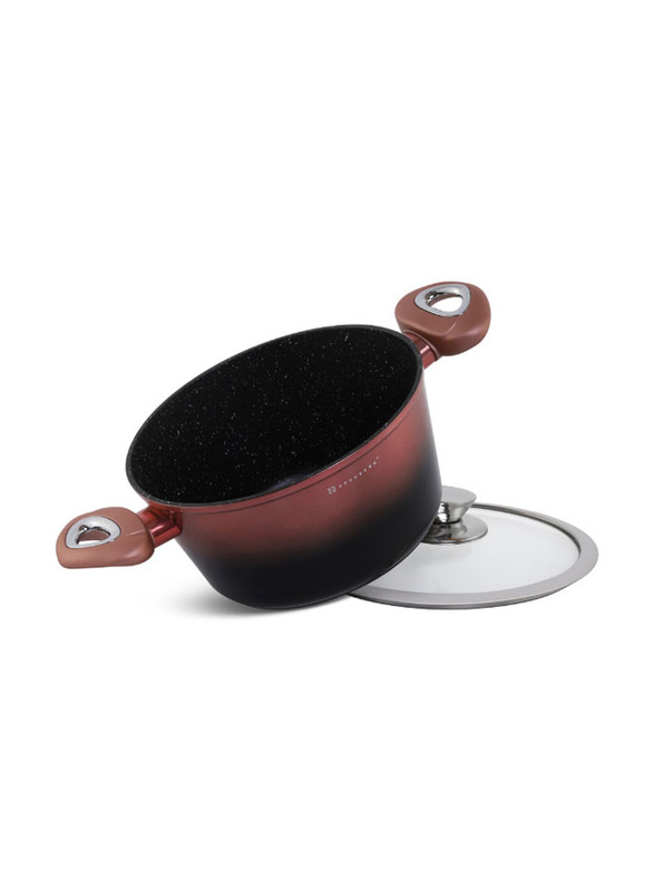 Edenberg 15-Piece Non-Stick Aluminium Round Cookware Set, Ombre Black/Rose Gold