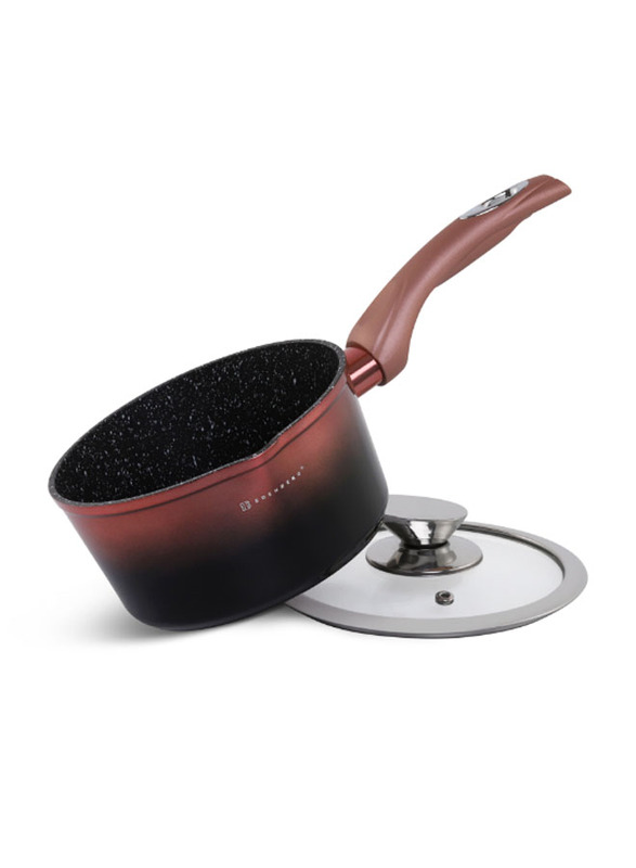 Edenberg 15-Piece Non-Stick Aluminium Round Cookware Set, Ombre Black/Rose Gold