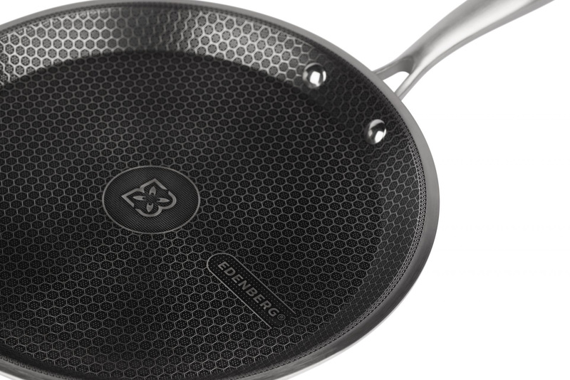 Edenberg 28cm Non-Stick Stainless Steel Round Crepe Frying Pan, Black