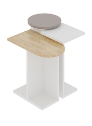 Mund Side Table, White/Oak/Light Mocha
