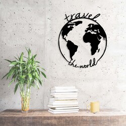 Travel The World Metal Wall Sculpture, Black