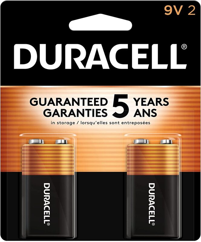 

Duracell MN1604B2 9V Alkaline Batteries, 10 Years Shelf Life, 2 Pieces, Brown/Black