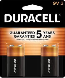 Duracell MN1604B2 9V Alkaline Batteries, 10 Years Shelf Life, 2 Pieces, Brown/Black